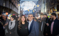 Ramadan lights switch on, Coventry Street, London, UK.