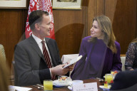 Jeremy Hunt UK Chancellor of the Exchequer hosts stakeholders meeting at No11 Downing Street