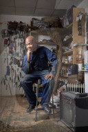 Tam Joseph, artist. Photographed at his studio near Black Horse Lane, Walthamstow, London