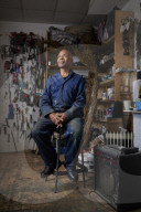 Tam Joseph, artist. Photographed at his studio near Black Horse Lane, Walthamstow, London
