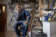 Tam Joseph, artist. Photographed at his studio near Black Horse Lane, Walthamstow, London