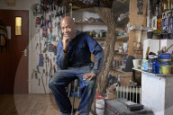 Tam Joseph, artist. Photographed at his studio near Black Horse Lane, Walthamstow, London