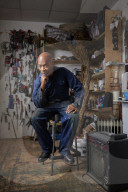 Tam Joseph, artist. Photographed at his studio near Black Horse Lane, Walthamstow, London
