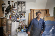 Tam Joseph, artist. Photographed at his studio near Black Horse Lane, Walthamstow, London