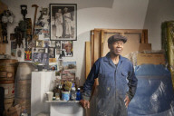 Tam Joseph, artist. Photographed at his studio near Black Horse Lane, Walthamstow, London