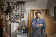 Tam Joseph, artist. Photographed at his studio near Black Horse Lane, Walthamstow, London