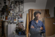 Tam Joseph, artist. Photographed at his studio near Black Horse Lane, Walthamstow, London