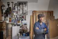 Tam Joseph, artist. Photographed at his studio near Black Horse Lane, Walthamstow, London