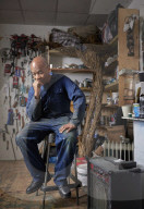 Tam Joseph, artist. Photographed at his studio near Black Horse Lane, Walthamstow, London