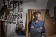Tam Joseph, artist. Photographed at his studio near Black Horse Lane, Walthamstow, London