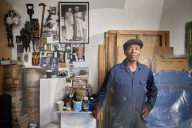 Tam Joseph, artist. Photographed at his studio near Black Horse Lane, Walthamstow, London