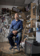 Tam Joseph, artist. Photographed at his studio near Black Horse Lane, Walthamstow, London