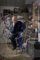 Tam Joseph, artist. Photographed at his studio near Black Horse Lane, Walthamstow, London