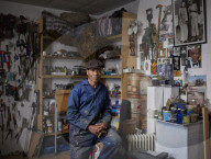 Tam Joseph, artist. Photographed at his studio near Black Horse Lane, Walthamstow, London