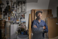 Tam Joseph, artist. Photographed at his studio near Black Horse Lane, Walthamstow, London