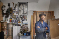 Tam Joseph, artist. Photographed at his studio near Black Horse Lane, Walthamstow, London