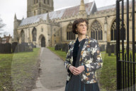 Professor Sarah Tarlow inside the grounds of St Wulfram's church in Grantham where she lives