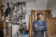 Tam Joseph, artist. Photographed at his studio near Black Horse Lane, Walthamstow, London