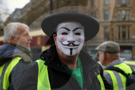 ULEZ Protest Trafalgar Square in London, UK.