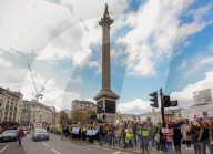 ULEZ Protest Trafalgar Square in London, UK.