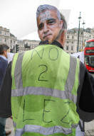 ULEZ Protest Trafalgar Square in London, UK.
