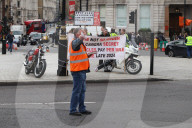 ULEZ Protest Trafalgar Square in London, UK.