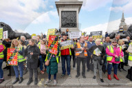 ULEZ Protest Trafalgar Square in London, UK.