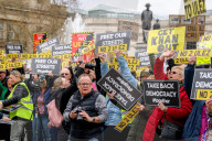 ULEZ Protest Trafalgar Square in London, UK.