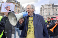 ULEZ Protest Trafalgar Square in London, UK.
