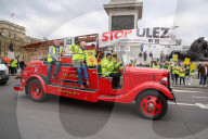 ULEZ Protest Trafalgar Square in London, UK.