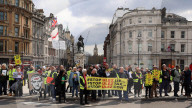 ULEZ Protest Trafalgar Square in London, UK.