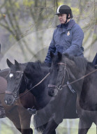Prince Andrew is seen riding near Windsor Castle.