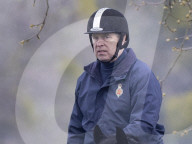 Prince Andrew is seen riding near Windsor Castle.