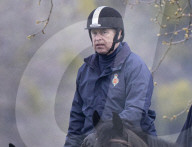 Prince Andrew is seen riding near Windsor Castle.
