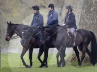 Prince Andrew is seen riding near Windsor Castle.