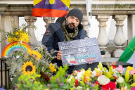 UK-Iranian journalist Vahid Beheshti on the 54th day of his hunger strike outside the Foreign Office, Whitehall, London, UK.