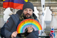 UK-Iranian journalist Vahid Beheshti on the 54th day of his hunger strike outside the Foreign Office, Whitehall, London, UK.
