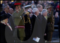 Prince of Wales attends Anzac Day Dawn Service, London, UK.