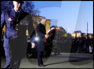 Prince of Wales attends Anzac Day Dawn Service, London, UK.