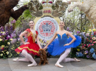English National Ballet School dancers and King's Road Coronation floral installation press photocall, London, UK.