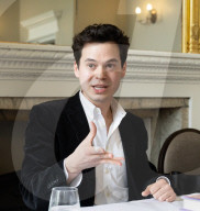Eurovision Song Contest briefing and book launch of Wild Dances with author William Lee Adams at the Royal Overseas League, London, UK.