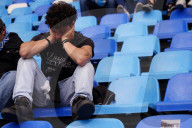 SSC Napoli fans react with disappointment, inside the Diego Armando Maradona Stadium the end of the Napoli-Salernitana football match which finished 1-1 and which did not allow Napoli to win the 2022/2023 championship early
