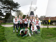 Greensleeves Morris Men dancing on Wimbledon Common, London.