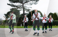 Greensleeves Morris Men dancing on Wimbledon Common, London.