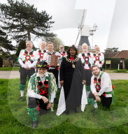 Greensleeves Morris Men dancing on Wimbledon Common, London.