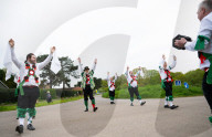 Greensleeves Morris Men dancing on Wimbledon Common, London.