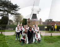 Greensleeves Morris Men dancing on Wimbledon Common, London.