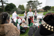 Greensleeves Morris Men dancing on Wimbledon Common, London.
