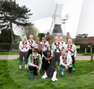Greensleeves Morris Men dancing on Wimbledon Common, London.