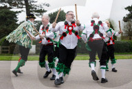 Greensleeves Morris Men dancing on Wimbledon Common, London.